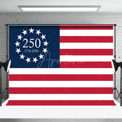 Aperturee - Aperturee American 250th Anniversary Thirteen Stars USA Flag Backdrop 1776 to 2026 Patriotic Party Background
