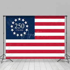 Aperturee - Aperturee American 250th Anniversary Thirteen Stars USA Flag Backdrop 1776 to 2026 Patriotic Party Background