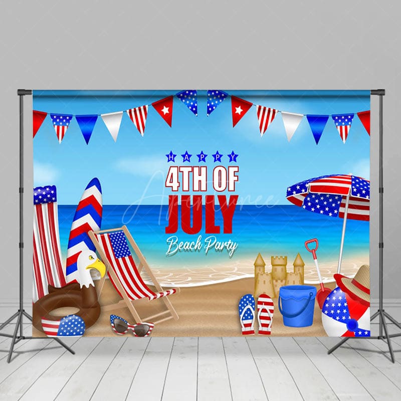 Aperturee - Aperturee American Eagle Flag Beach July 4th Holiday Backdrop