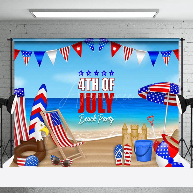 Aperturee - Aperturee American Eagle Flag Beach July 4th Holiday Backdrop