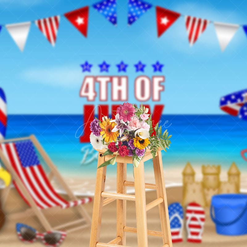 Aperturee - Aperturee American Eagle Flag Beach July 4th Holiday Backdrop