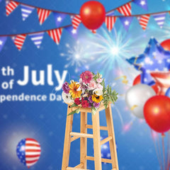 Aperturee - Aperturee American Flag Balloon Star July 4th Holiday Backdrop