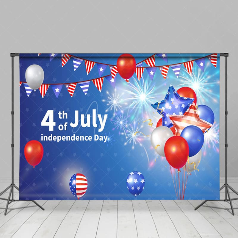 Aperturee - Aperturee American Flag Balloon Star July 4th Holiday Backdrop