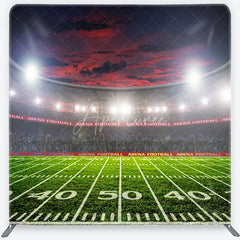 Aperturee - Aperturee American Football Stadium Tension Fabric Backdrop Arena Lights Green Field Background Sports Game Day Party Decoration
