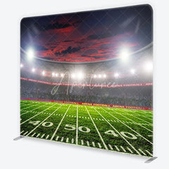 Aperturee - Aperturee American Football Stadium Tension Fabric Backdrop Arena Lights Green Field Background Sports Game Day Party Decoration