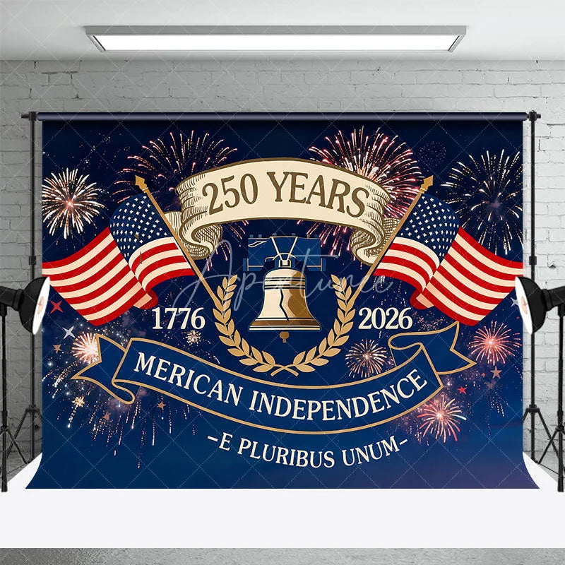 Aperturee - Aperturee American Independence 250 Years Liberty Bell Backdrop 1776 to 2026 Patriotic Celebration Background