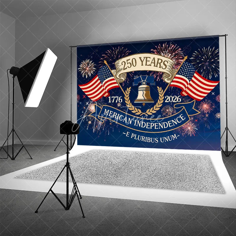 Aperturee - Aperturee American Independence 250 Years Liberty Bell Backdrop 1776 to 2026 Patriotic Celebration Background