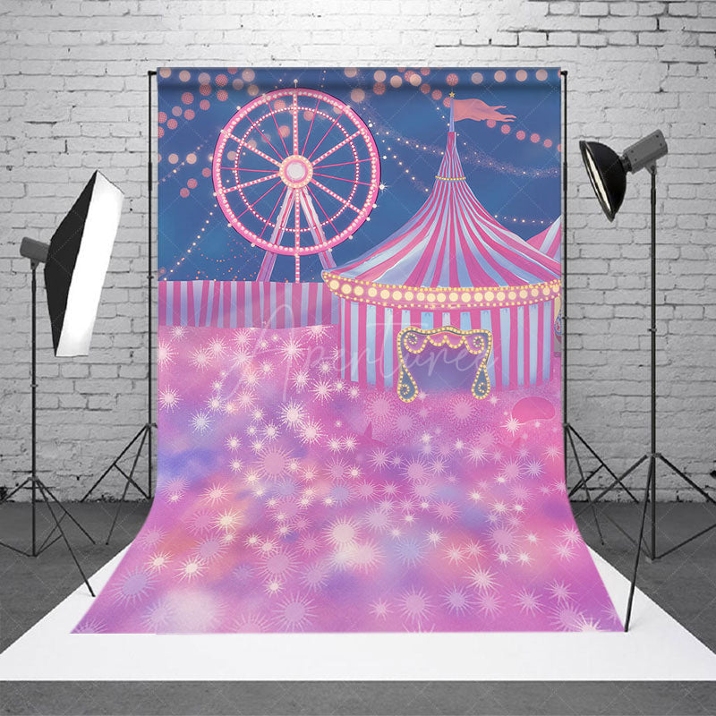 Aperturee - Aperturee Amusement Park Bokeh Birthday Cake Smash Backdrop