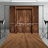 Aperturee - Aperturee Ancient Chinese Hollow Wooden Door Sweep Backdrop