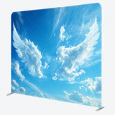 Aperturee - Aperturee Angel Wings in the Sky Square Tension Backdrop Blue Sky and White Clouds Memorial or Baptism Photography Prop
