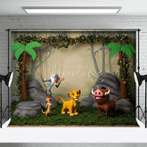 Aperturee - Aperturee Animal Jungle Forest Cartoon Cake Smash Backdrop