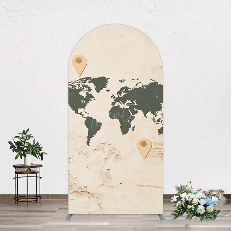 Aperturee - Aperturee Animals World Map Adventure Travel Arch Backdrop