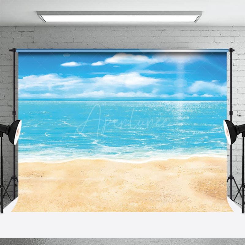Aperturee - Aperturee Animation Beach Ocean Warm Sky Photography Backdrop