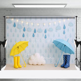 Aperturee - Aperturee April Shower Rainy Umbrellas Cake Smash Backdrop