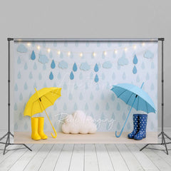 Aperturee - Aperturee April Shower Rainy Umbrellas Cake Smash Backdrop