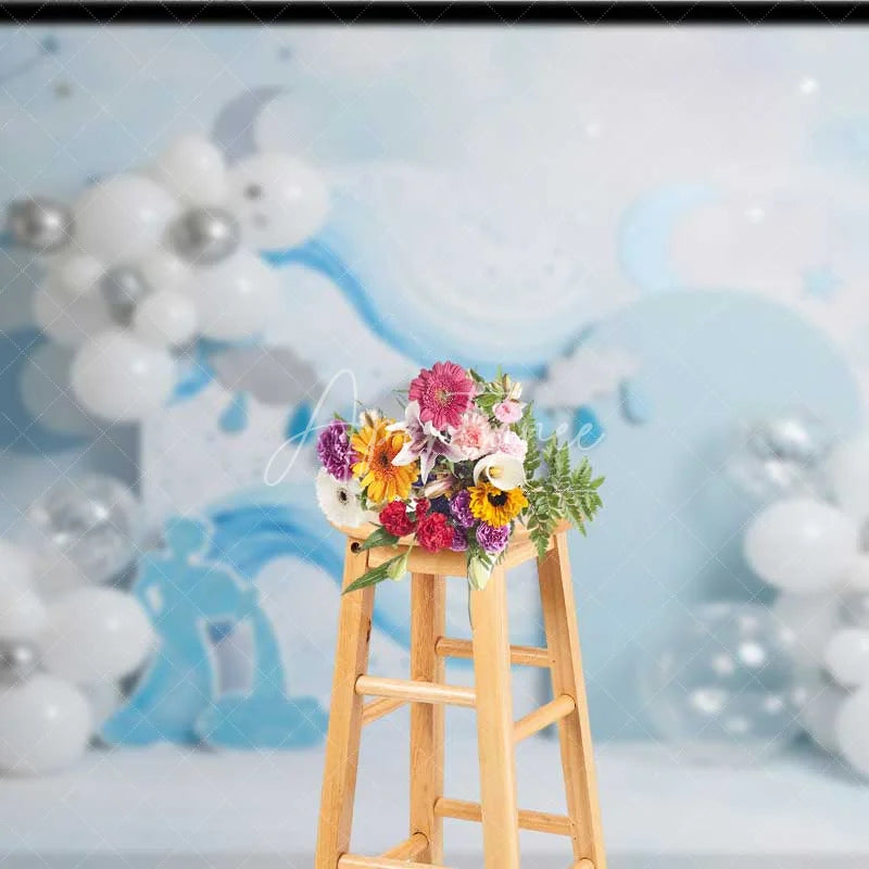 Aperturee - Aperturee Aquarius Zodiac Photography Backdrop Water Goddess and Blue Waves Birthday Background