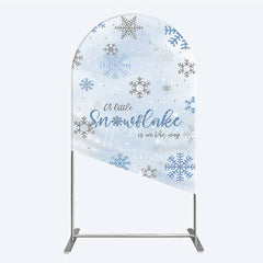 Aperturee - Aperturee Arch Backdrop A Little Snowflake Is On The Way Cover Winter Blue Silver Baby Shower Background Boy Party Prop