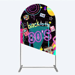 Aperturee - Aperturee Arch Backdrop Back to the 80s Neon Retro Cover Glow Party Graffiti Geometric Chiara Wall Background Birthday Decor