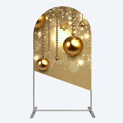 Aperturee - Aperturee Arch Backdrop Christmas Gold Baubles Luxury Hanging Ornaments Sparkle Arch Cover