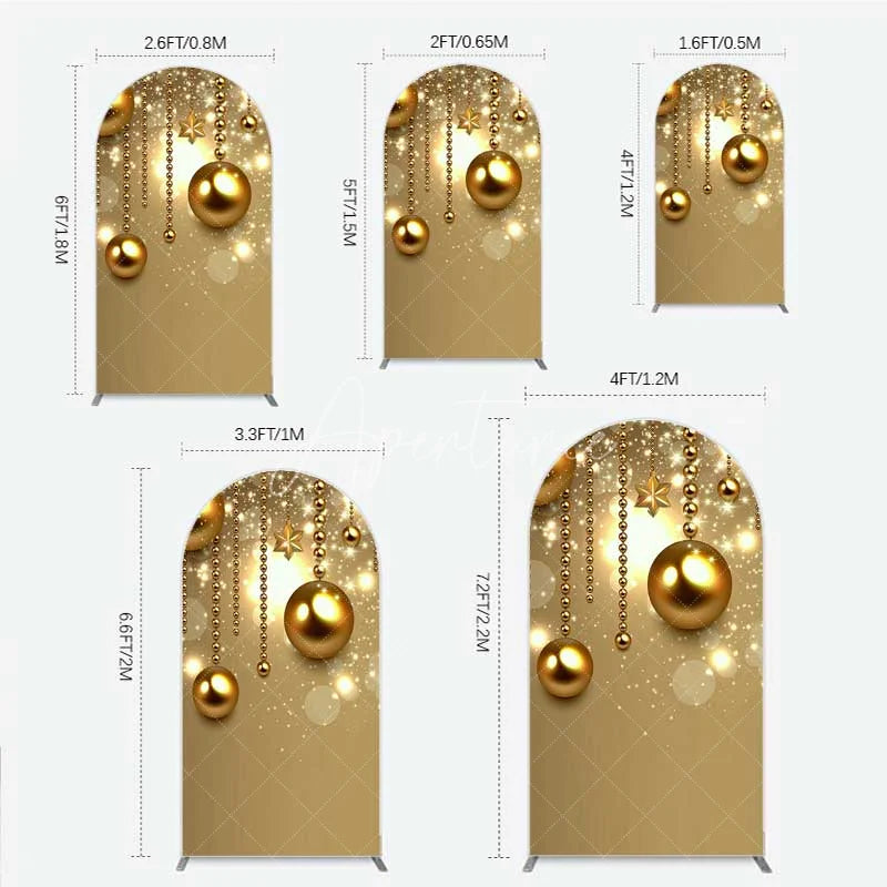 Aperturee - Aperturee Arch Backdrop Christmas Gold Baubles Luxury Hanging Ornaments Sparkle Arch Cover