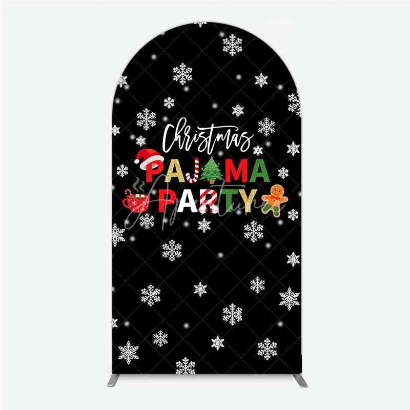 Aperturee - Aperturee Arch Backdrop Christmas Pajama Party Winter Gingerbread Man Cocoa Snowflake Arch Cover