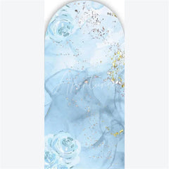 Aperturee - Aperturee Arch Backdrop Pink Marble Silver Glitter Abstract Fluid Art White Roses Arch Cover