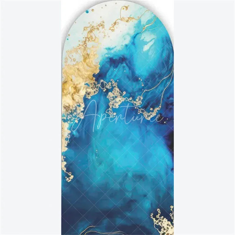 Aperturee - Aperturee Arch Backdrop Pink Marble Silver Glitter Abstract Fluid Art White Roses Arch Cover