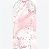 Aperturee - Aperturee Arch Backdrop Pink Marble Silver Glitter Abstract Fluid Art White Roses Arch Cover