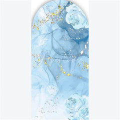 Aperturee - Aperturee Arch Backdrop Pink Marble Silver Glitter Abstract Fluid Art White Roses Arch Cover