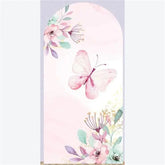 Aperturee - Aperturee Arch Backdrop Pink Watercolor Butterfly Floral Spring Garden Flowers Girl Birthday Arch Cover
