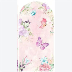 Aperturee - Aperturee Arch Backdrop Pink Watercolor Butterfly Floral Spring Garden Flowers Girl Birthday Arch Cover