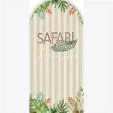 Aperturee - Aperturee Arch Backdrop Safari Baby Shower Green Leaves Jungle Animals Theme Beige Stripes Arch Cover