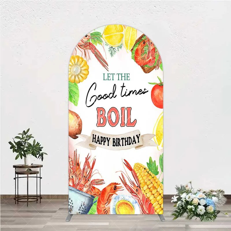 Aperturee - Aperturee Arch Backdrop Seafood Boil Birthday Summer Crawfish Lemon Good Times Arch Cover