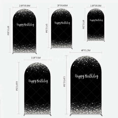 Aperturee - Aperturee Arch Backdrop Silver Diamonds Glitz Black Background Sparkle Happy Birthday Arch Cover
