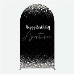 Aperturee - Aperturee Arch Backdrop Silver Diamonds Glitz Black Background Sparkle Happy Birthday Arch Cover