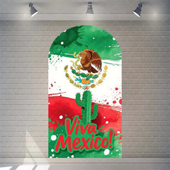 Aperturee - Aperturee Arch Backdrop Viva Mexico Flag Independence Day Cover Mexican Fiesta Eagle Emblem Chiara Wall Background Party Decor