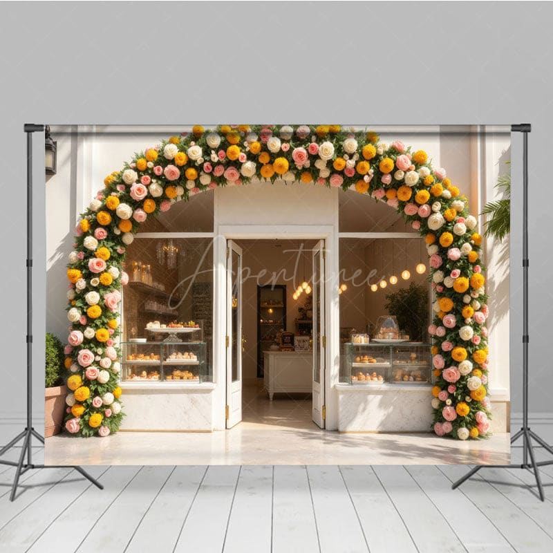 Aperturee - Aperturee Arch Garland Floral Candyland Shop Spring Backdrop
