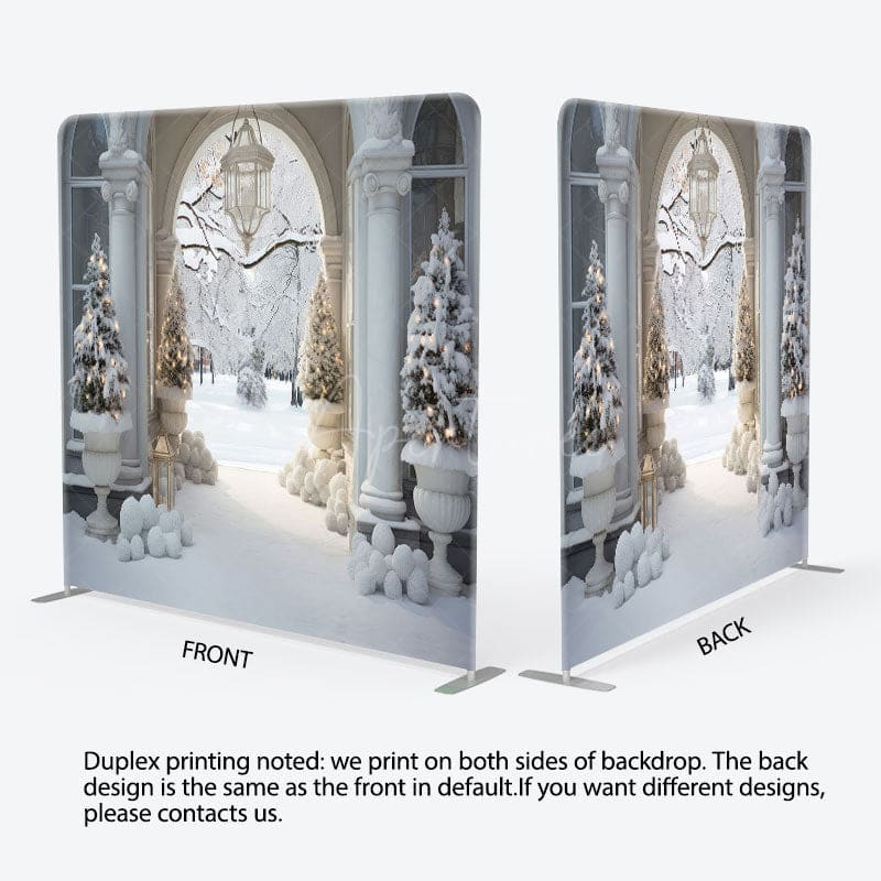 Aperturee - Aperturee Architecture Winter Snowy Scenery Tension Fsbric Backdrop