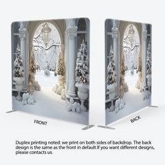 Aperturee - Aperturee Architecture Winter Snowy Scenery Tension Fsbric Backdrop