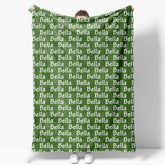 Aperturee - Aperturee Army Green White Repeated Personalized Name Blanket