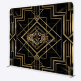 Aperturee - Aperturee Art Deco Gatsby Style Tension Fabric Backdrop Black and Gold Geometric Luxury Party Background