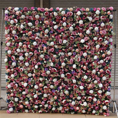 Aperturee - Aperturee Artificial Colorful Flower Wall Backdrop For Garden