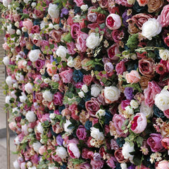 Aperturee - Aperturee Artificial Colorful Flower Wall Backdrop For Garden