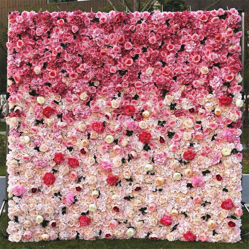 Aperturee - Aperturee Artificial Gradient Pink Flowers For Wall Decoration