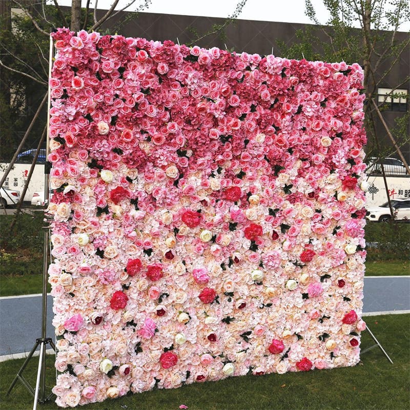 Aperturee - Aperturee Artificial Gradient Pink Flowers For Wall Decoration