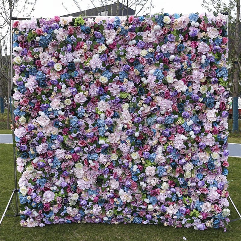 Aperturee - Aperturee Artificial Gradient Purple Rose Wall Birthday Decor