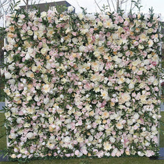 Aperturee - Aperturee Artificial Pink Beige Floral Wall Wedding Birthday Decor