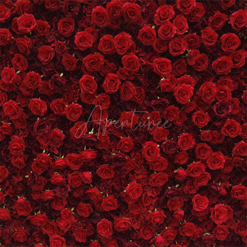 Aperturee - Aperturee Artificial Red Floral Wall For Wedding Party Decor