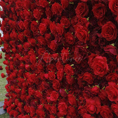 Aperturee - Aperturee Artificial Red Floral Wall For Wedding Party Decor