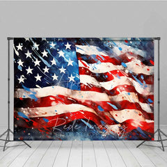 Aperturee - Aperturee Artistic American Flag Photography Backdrop Grunge Splatter Paint USA Banner Background Patriotic July 4th Prop